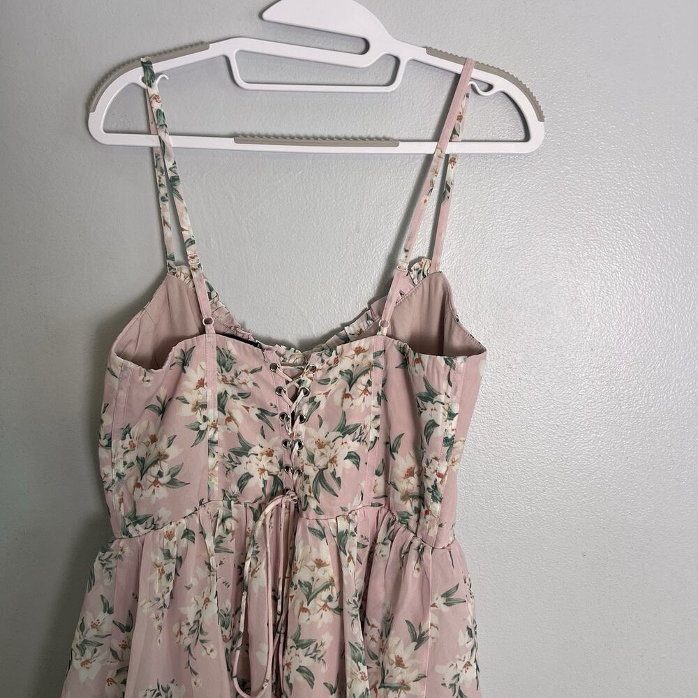 NWT VIGI Flourishing Shine Light Pink Floral Tiered Maxi Dress Sz L - Picture 12 of 16
